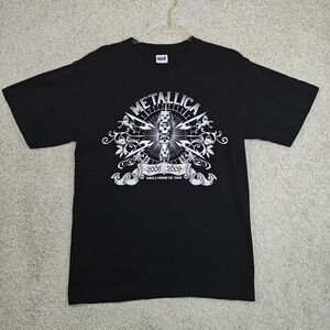 2008-2009 Metallica Mens World Tour T-Shirt Anvil Tag Size M‎ Black Metal Rock